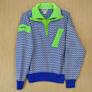 Vintage 80s 90s Sport Obermeyer Kess Ski Sweater Mens Medium‎ Blue Wool Blend